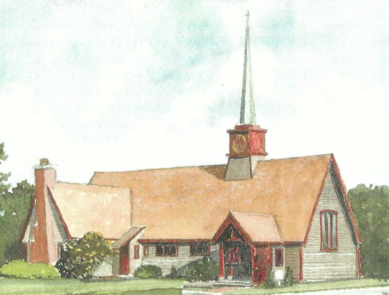 artwork watercolor of church front